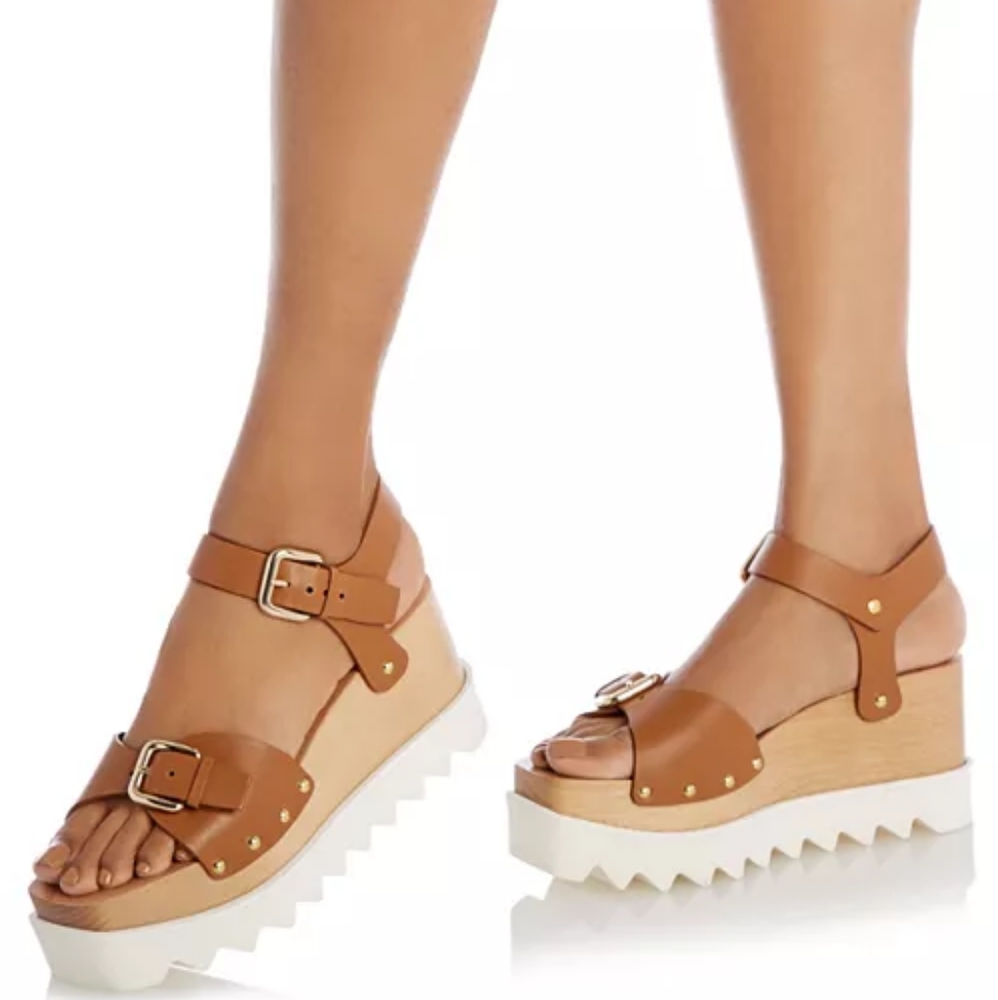 Stella McCartney Women's Elyse Wedge Platform Sandals. - Picture 5 of 9